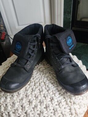 Palladium Mens Black Waterproof Fold-Over High-Top Boots